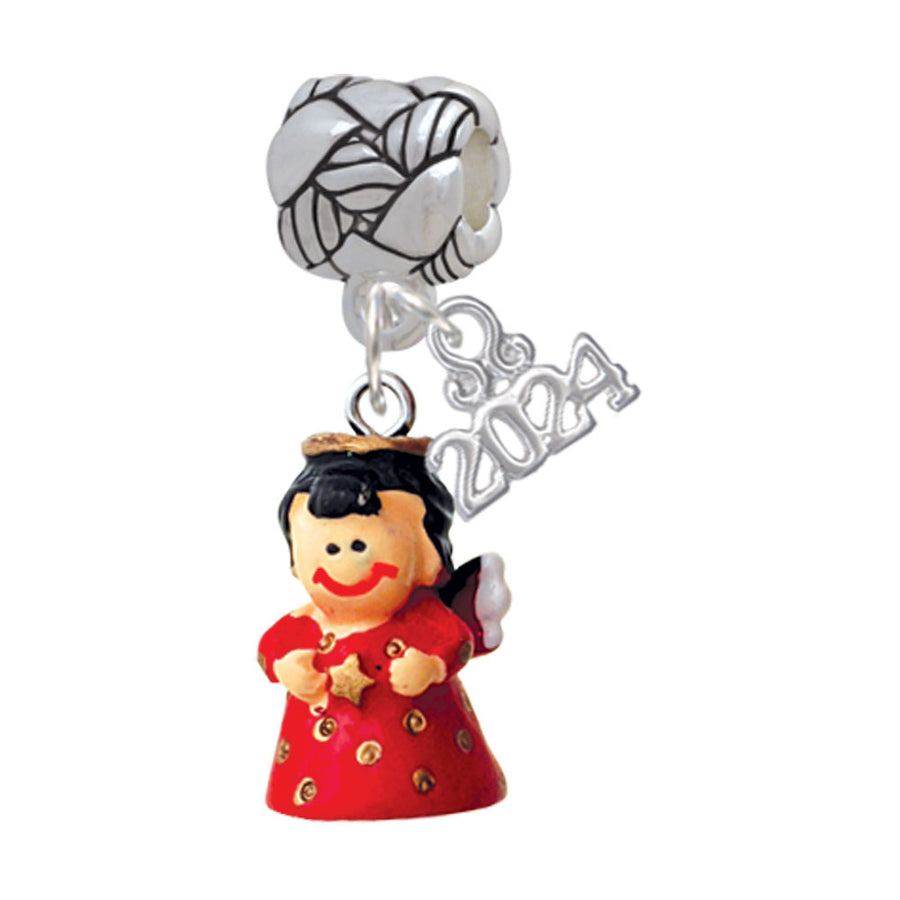 Delight Jewelry Resin Red Angel Holding Star Woven Rope Charm Bead Dangle with Year 2024 Image 1