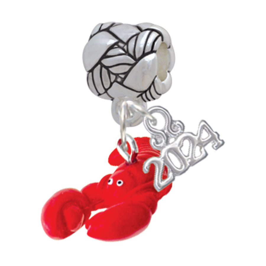Delight Jewelry Resin Curved Red Lobster Woven Rope Charm Bead Dangle with Year 2024 Image 1
