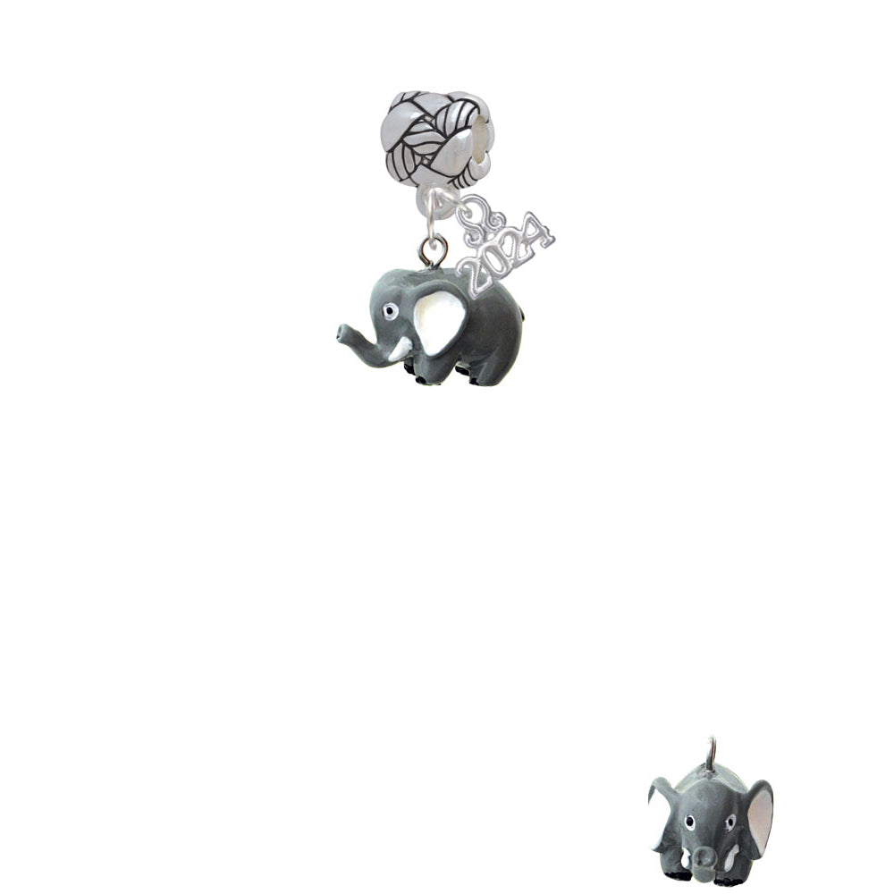 Delight Jewelry Resin Grey Elephant Woven Rope Charm Bead Dangle with Year 2024 Image 2