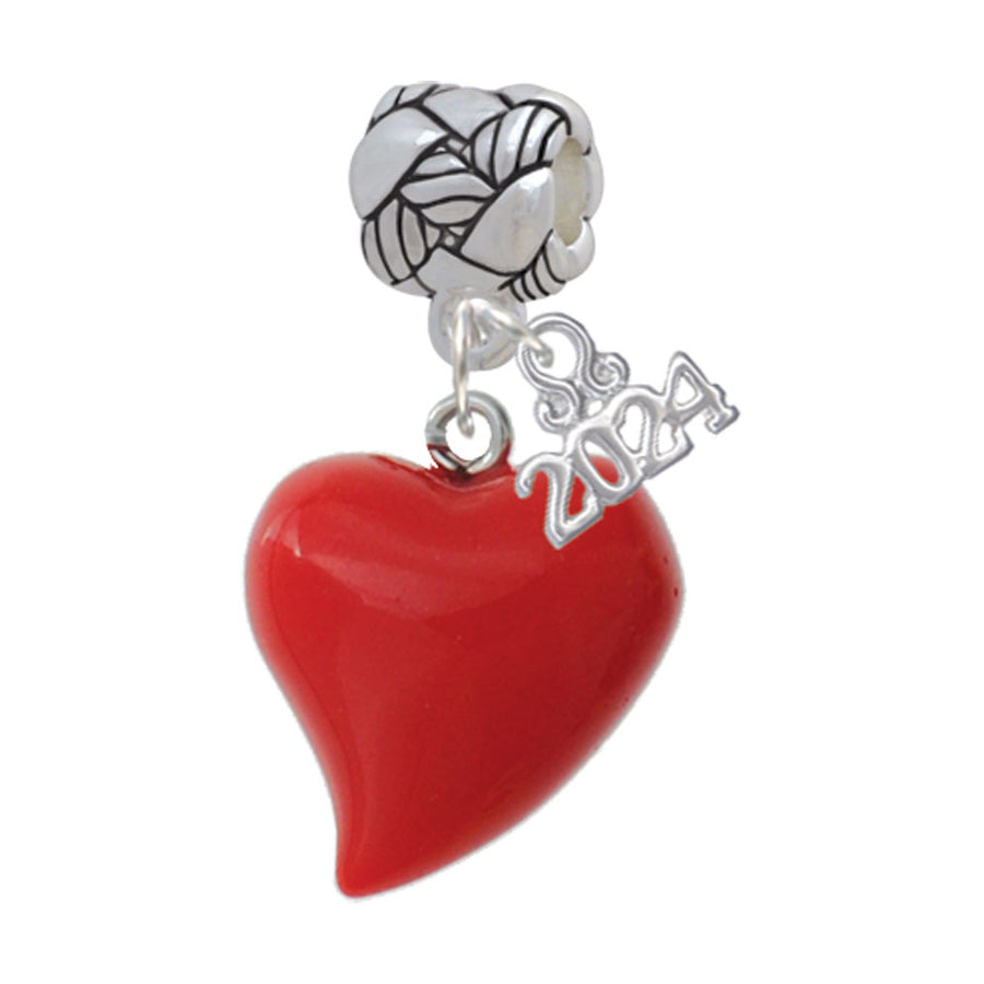 Delight Jewelry Resin Red Puffy Heart Woven Rope Charm Bead Dangle with Year 2024 Image 1