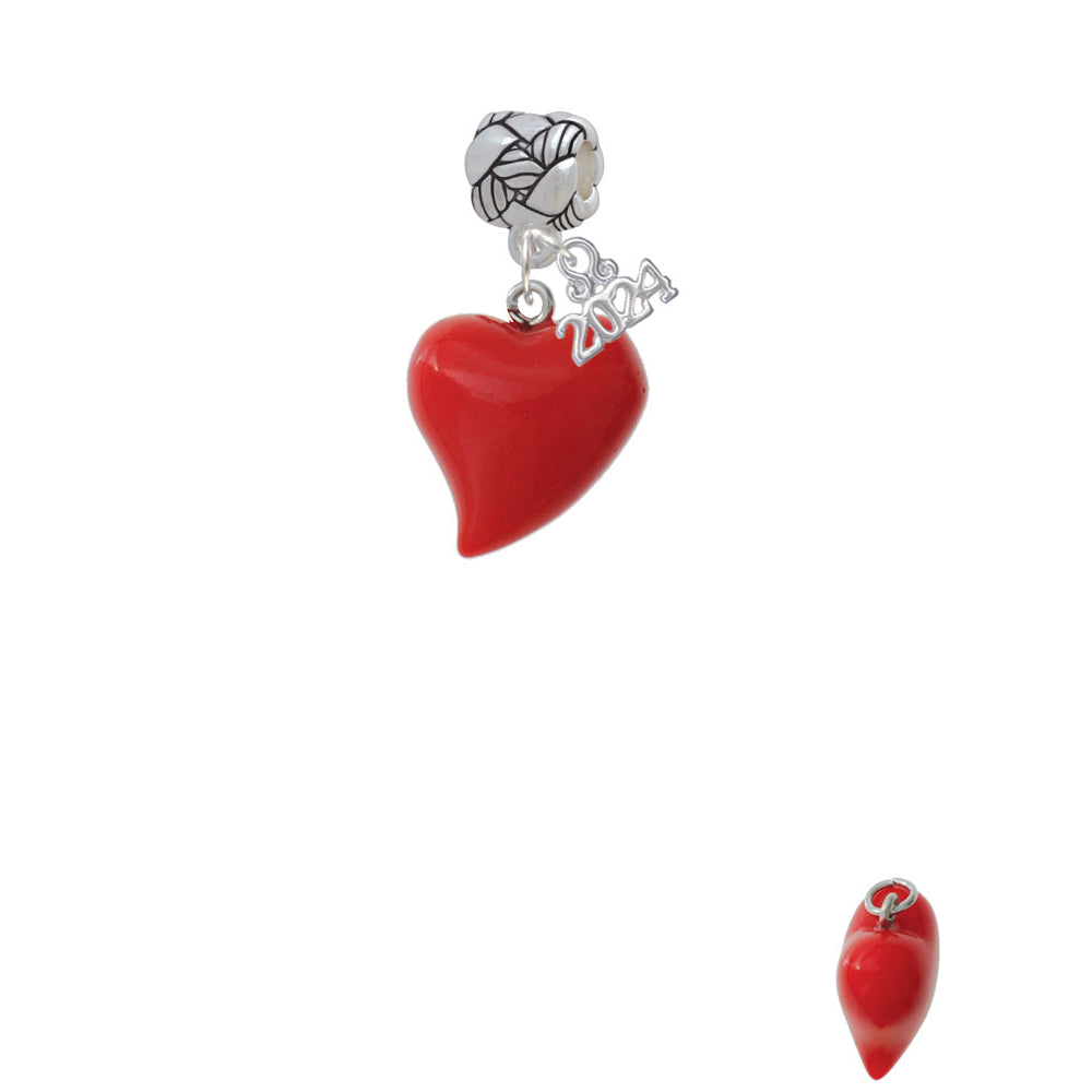 Delight Jewelry Resin Red Puffy Heart Woven Rope Charm Bead Dangle with Year 2024 Image 2