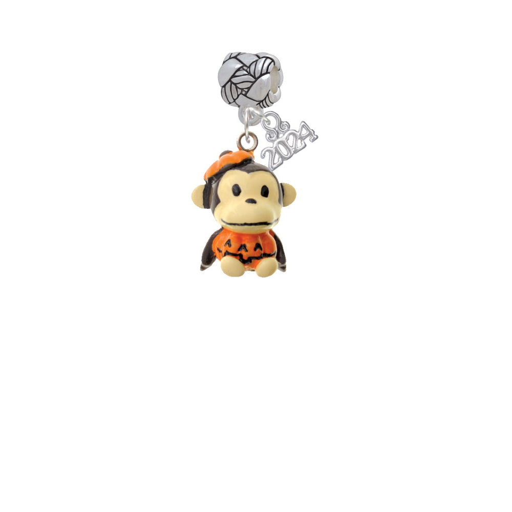 Delight Jewelry Resin Monkey in Pumpkin Costume Woven Rope Charm Bead Dangle with Year 2024 Image 2
