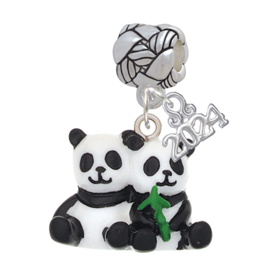 Delight Jewelry Resin Panda Bear Best Friends Woven Rope Charm Bead Dangle with Year 2024 Image 1