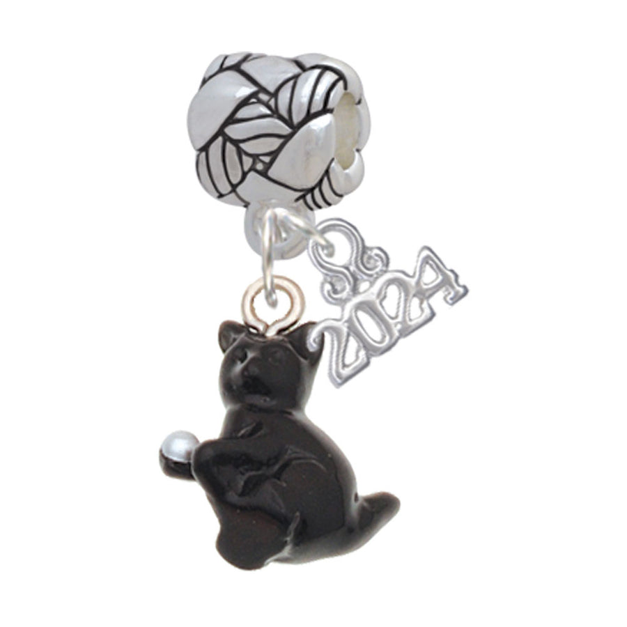 Delight Jewelry Resin Black Playing Cat Woven Rope Charm Bead Dangle with Year 2024 Image 1