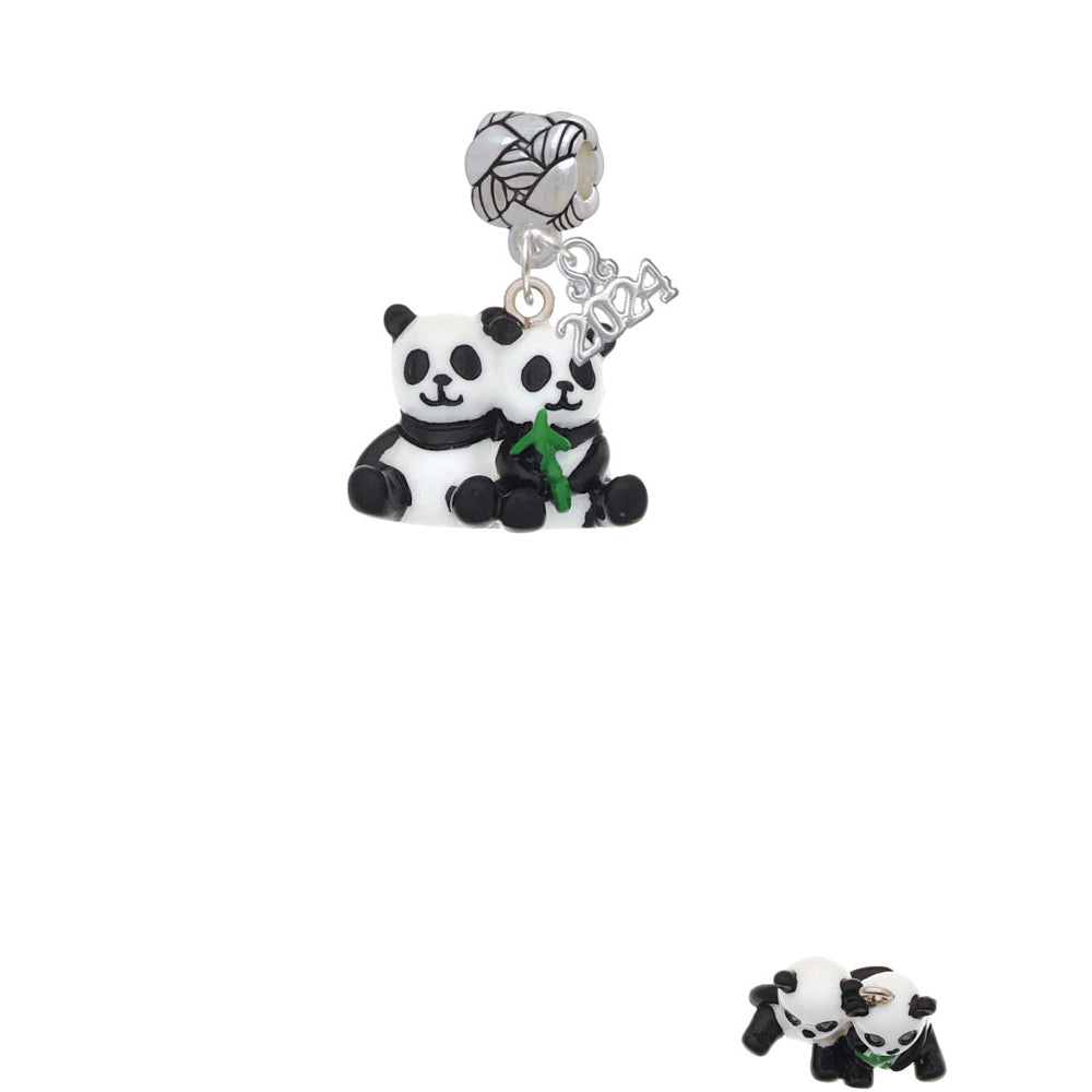 Delight Jewelry Resin Panda Bear Best Friends Woven Rope Charm Bead Dangle with Year 2024 Image 2