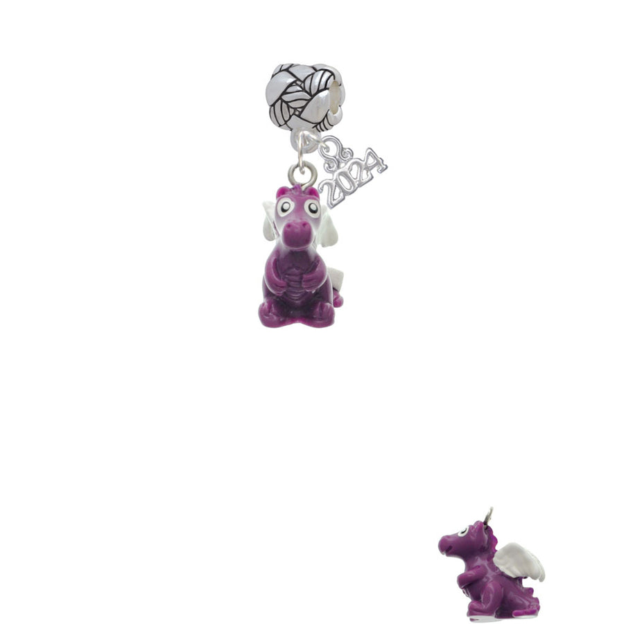 Delight Jewelry Resin Purple Dragon Darling Woven Rope Charm Bead Dangle with Year 2024 Image 1