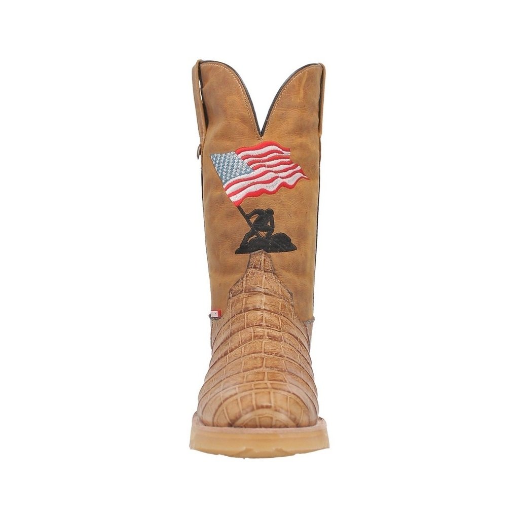 Dingo Western Boots Mens Patriot Crocodile Print Embroidery Tan DI607 Image 2