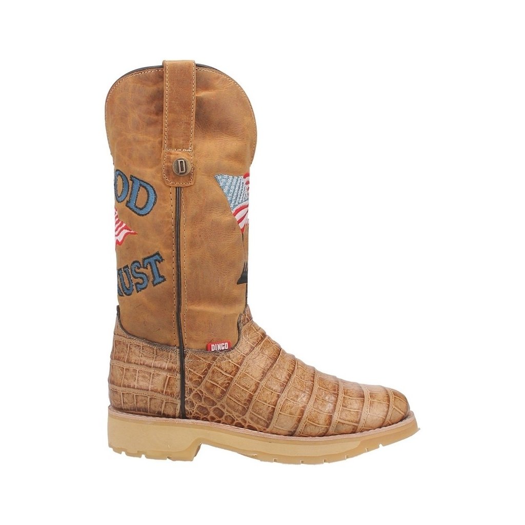 Dingo Western Boots Mens Patriot Crocodile Print Embroidery Tan DI607 Image 3