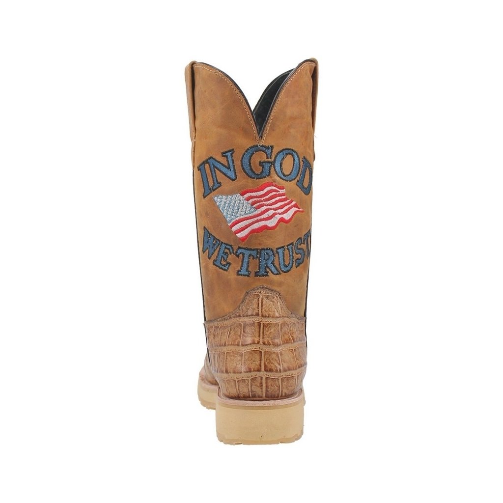 Dingo Western Boots Mens Patriot Crocodile Print Embroidery Tan DI607 Image 4