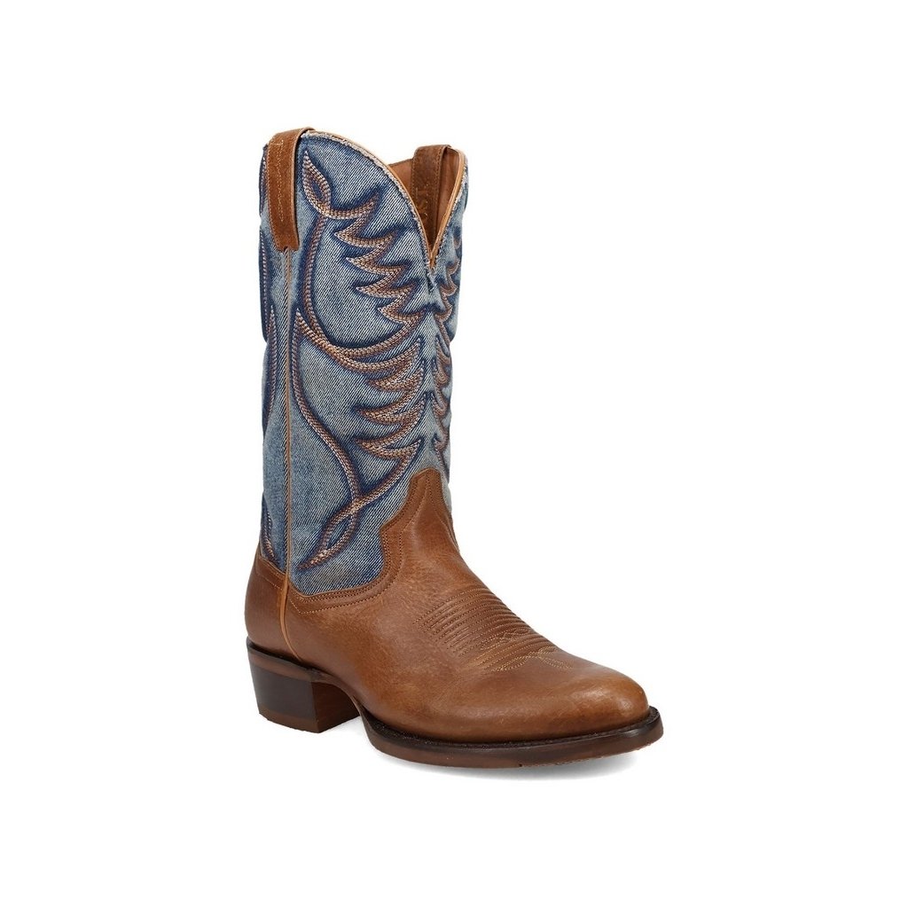 Dan Post Western Boots Mens Bullock Leather Tan Blue Denim DP3315 Image 1