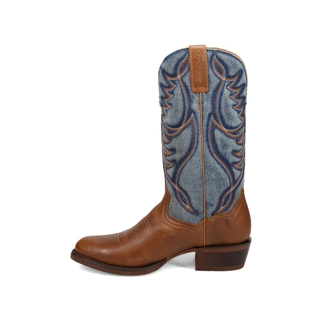 Dan Post Western Boots Mens Bullock Leather Tan Blue Denim DP3315 Image 2