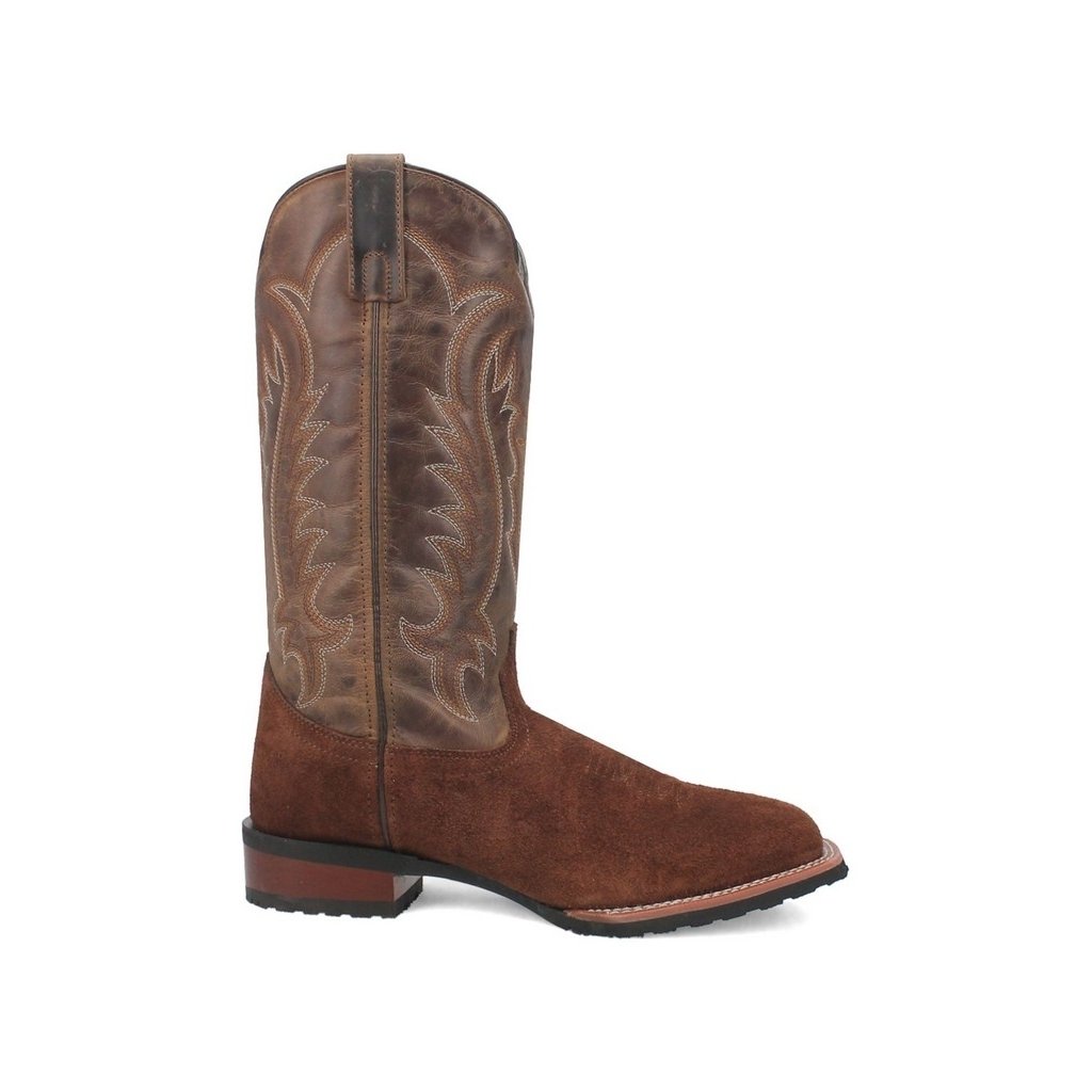 Laredo Western Boots Mens Rigid Leather Broad Square Toe Rust 7729 Image 2