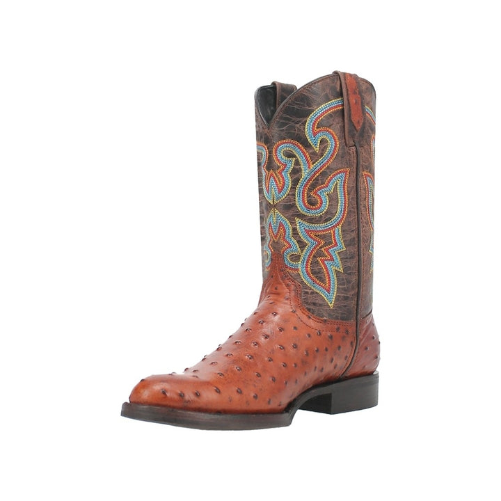 Dingo Western Boots Mens Ranger Ostrich Print Round Toe DI131 Image 8