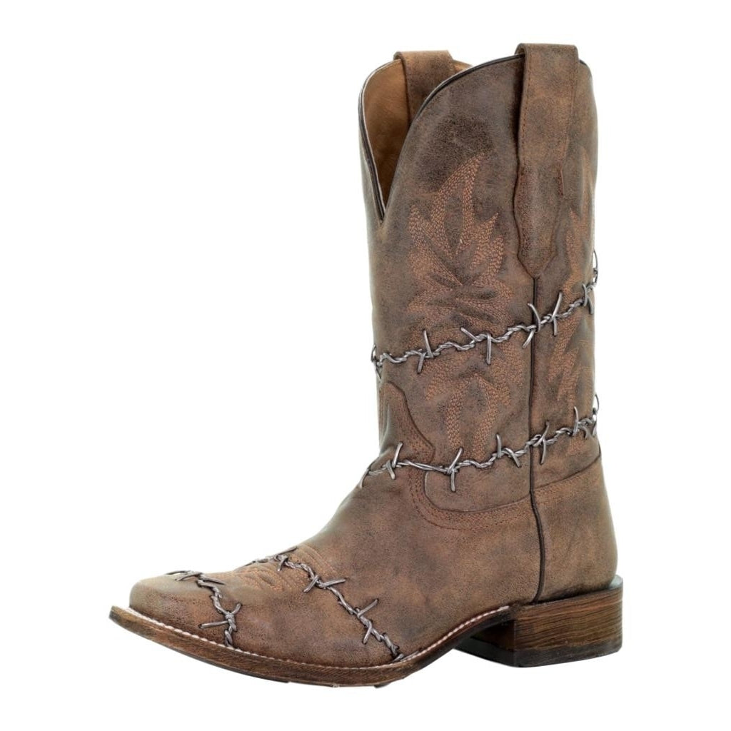 Corral Western Boots Mens Leather Barbed Wire 11.5" Brown A3532 Image 1