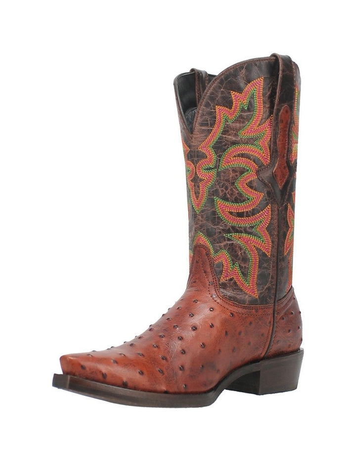 Dingo Western Boots Mens Outlaw Ostrich Print Snip Toe DI115 Image 1