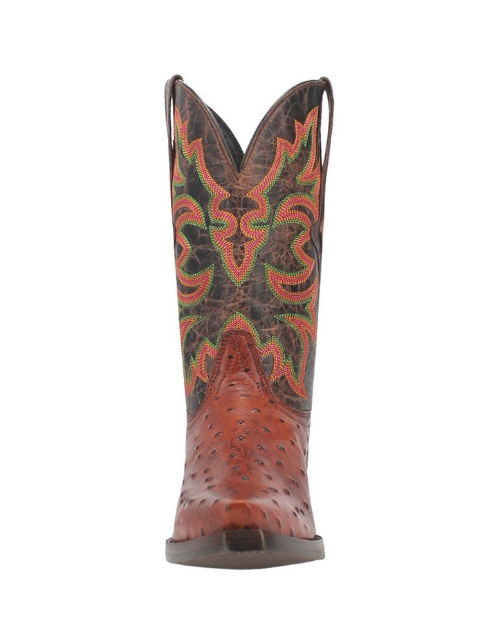 Dingo Western Boots Mens Outlaw Ostrich Print Snip Toe DI115 Image 2