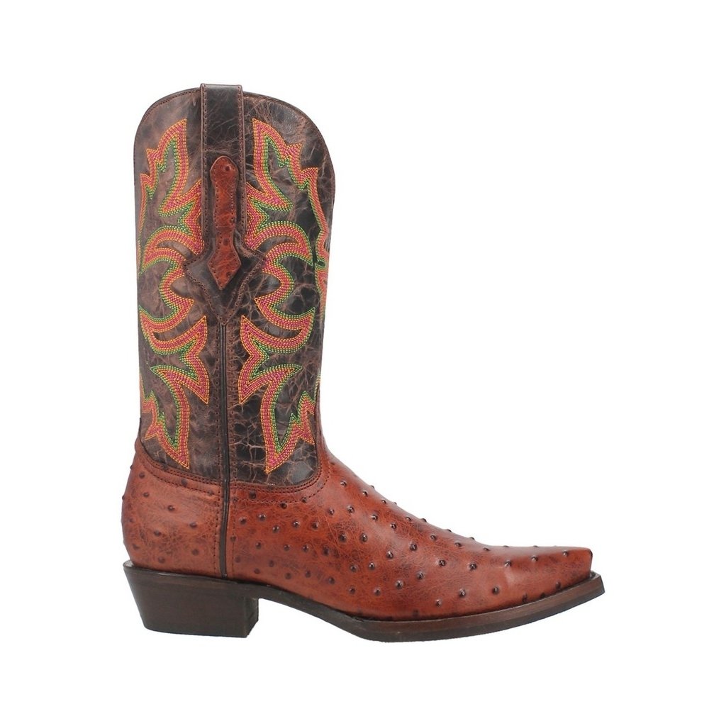 Dingo Western Boots Mens Outlaw Ostrich Print Snip Toe DI115 Image 3