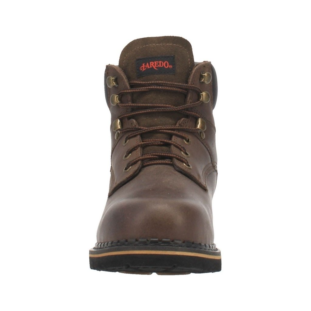 Laredo Work Boots Mens 6" Steel Toe Leather Lace Brown 66344 Image 3