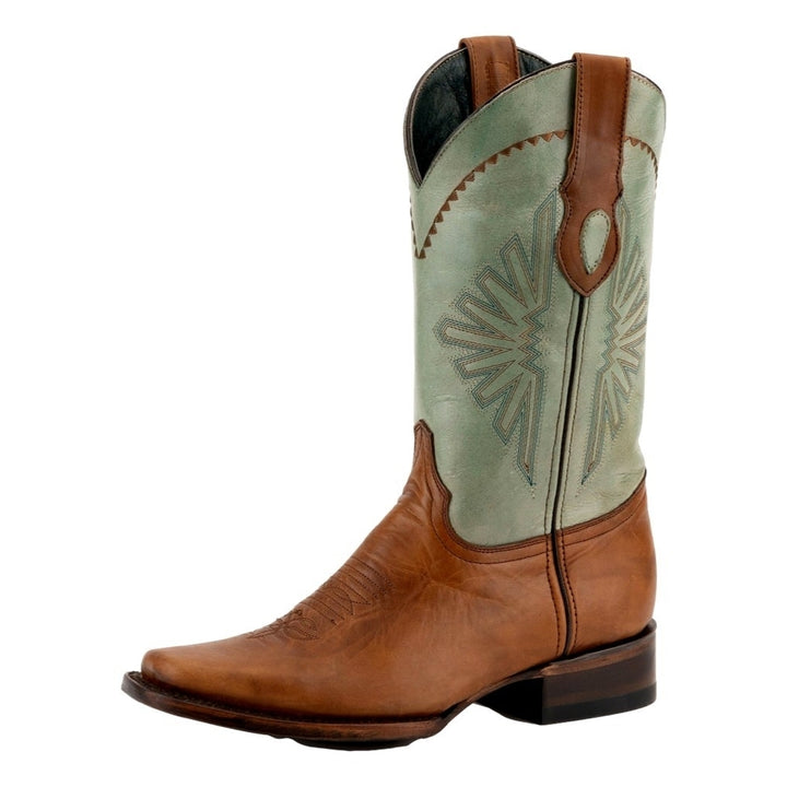 Ferrini Western Boots Mens Santa Fe Leather Square Toe Brandy 12871-55 Image 1