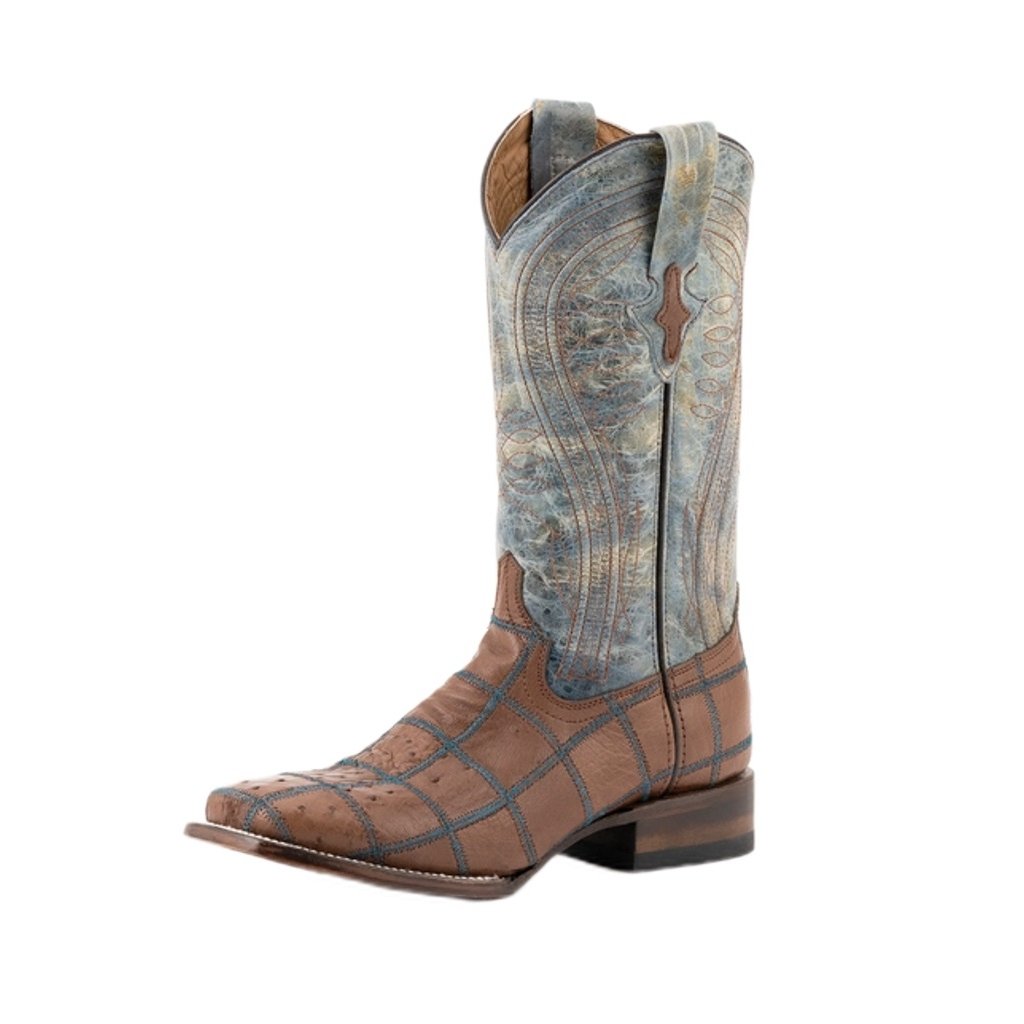 Ferrini Western Boots Mens Pinto Ostrich Patchwork Kango 11693-07 Image 1