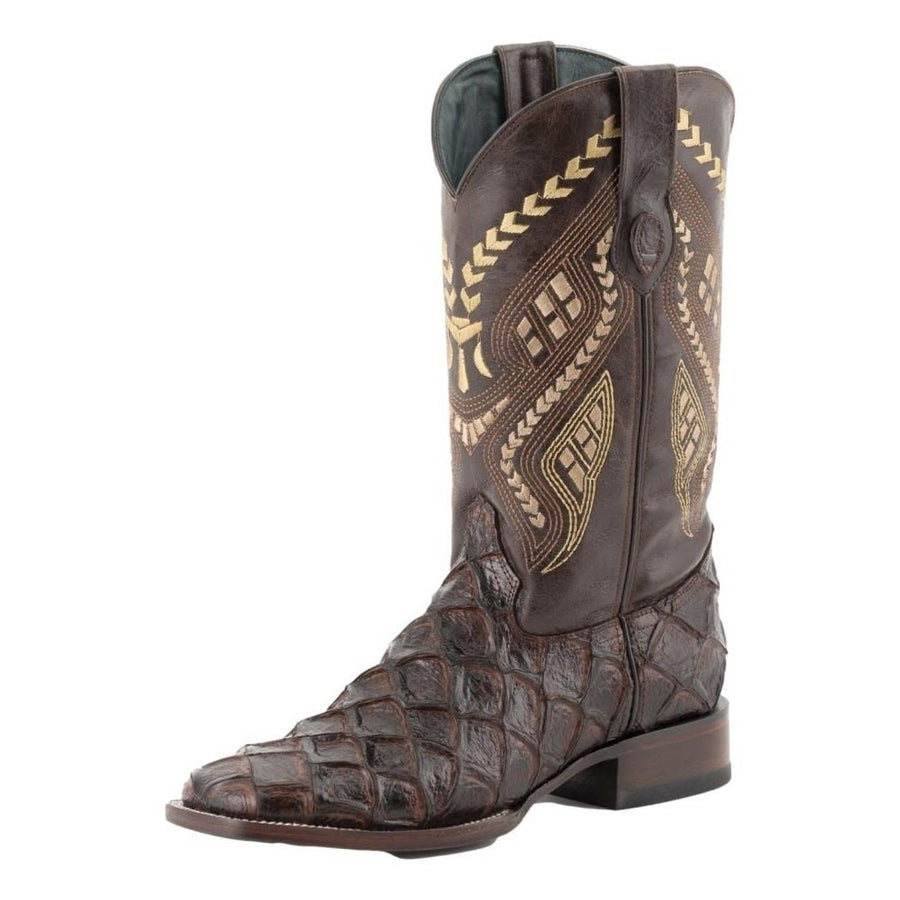 Ferrini Western Boots Mens Bronco Pirarucu Print Chocolate 43393-09 Image 1