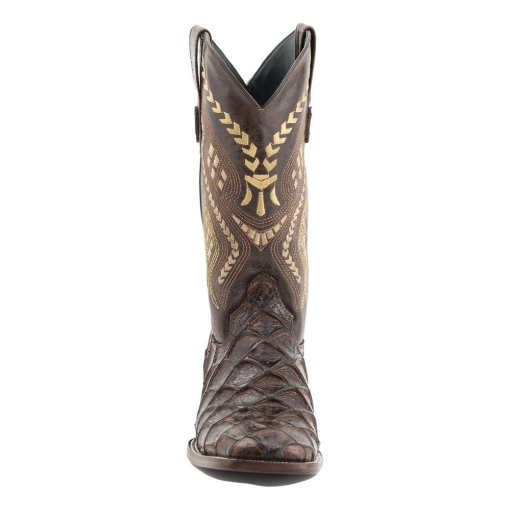 Ferrini Western Boots Mens Bronco Pirarucu Print Chocolate 43393-09 Image 2