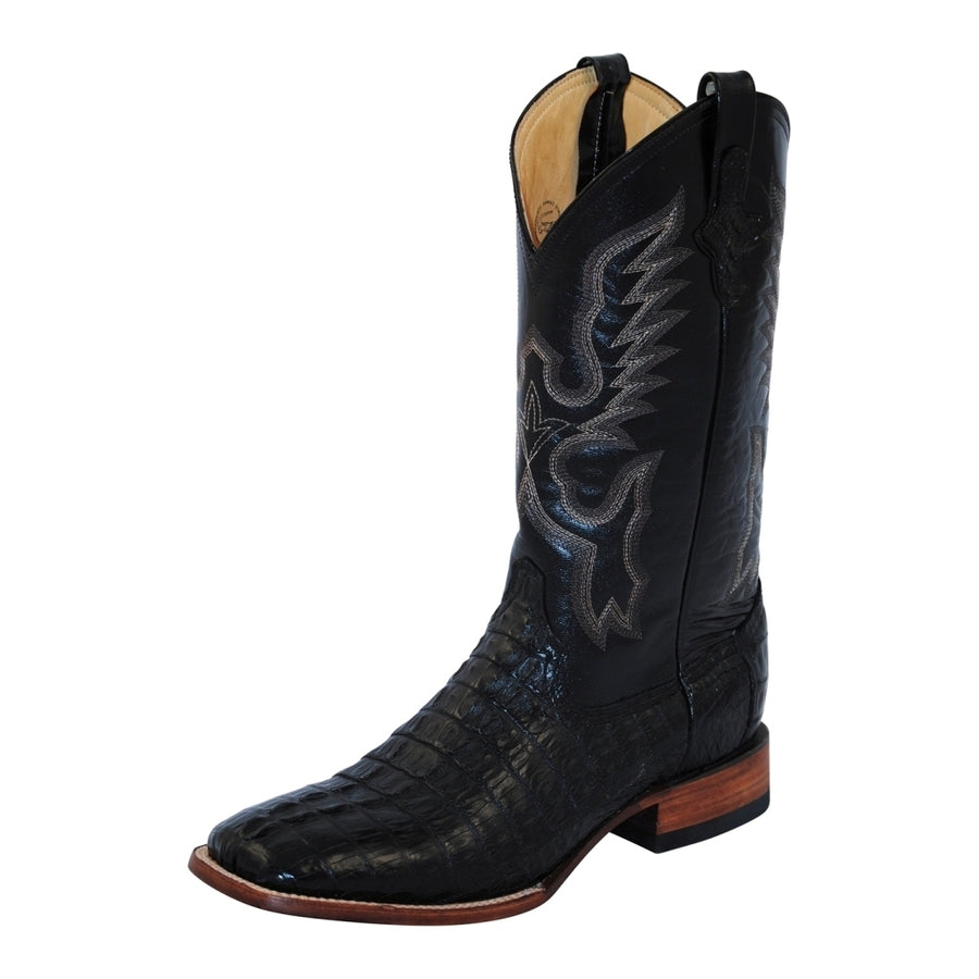 Ferrini Western Boots Mens Cowboy Caiman Head S Toe Black 10493-04 Image 1