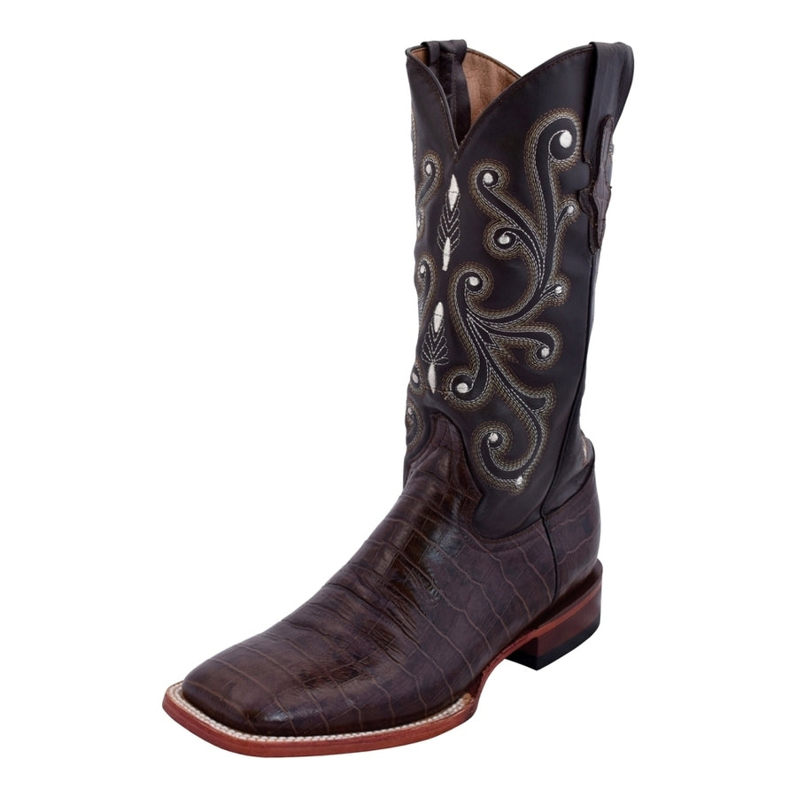 Ferrini Western Boots Mens Caiman Print Cowboy Chocolate 40793-09 Image 1