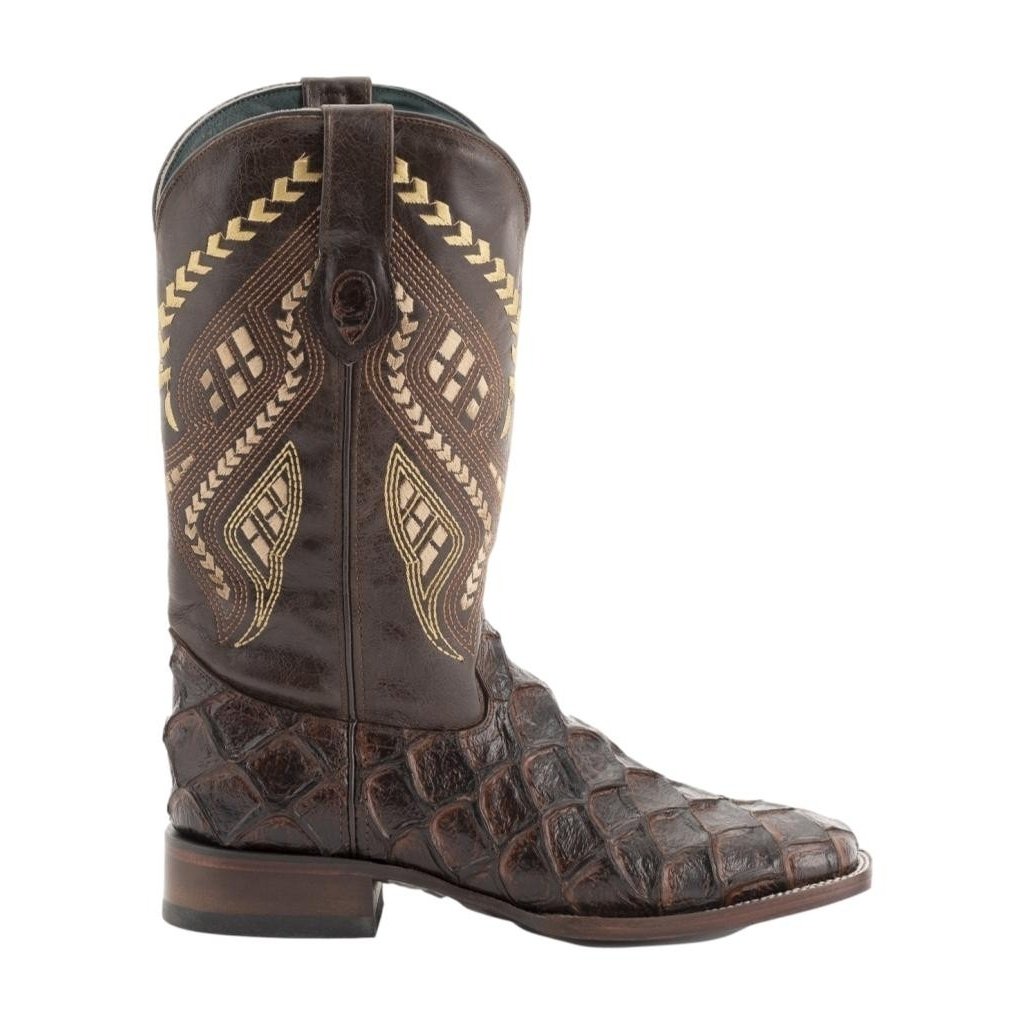 Ferrini Western Boots Mens Bronco Pirarucu Print Chocolate 43393-09 Image 3