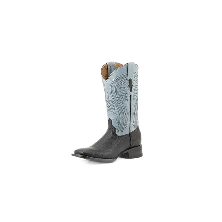 Ferrini Western Boots Mens Smooth Ostrich Black Blue 10293-04 Image 1