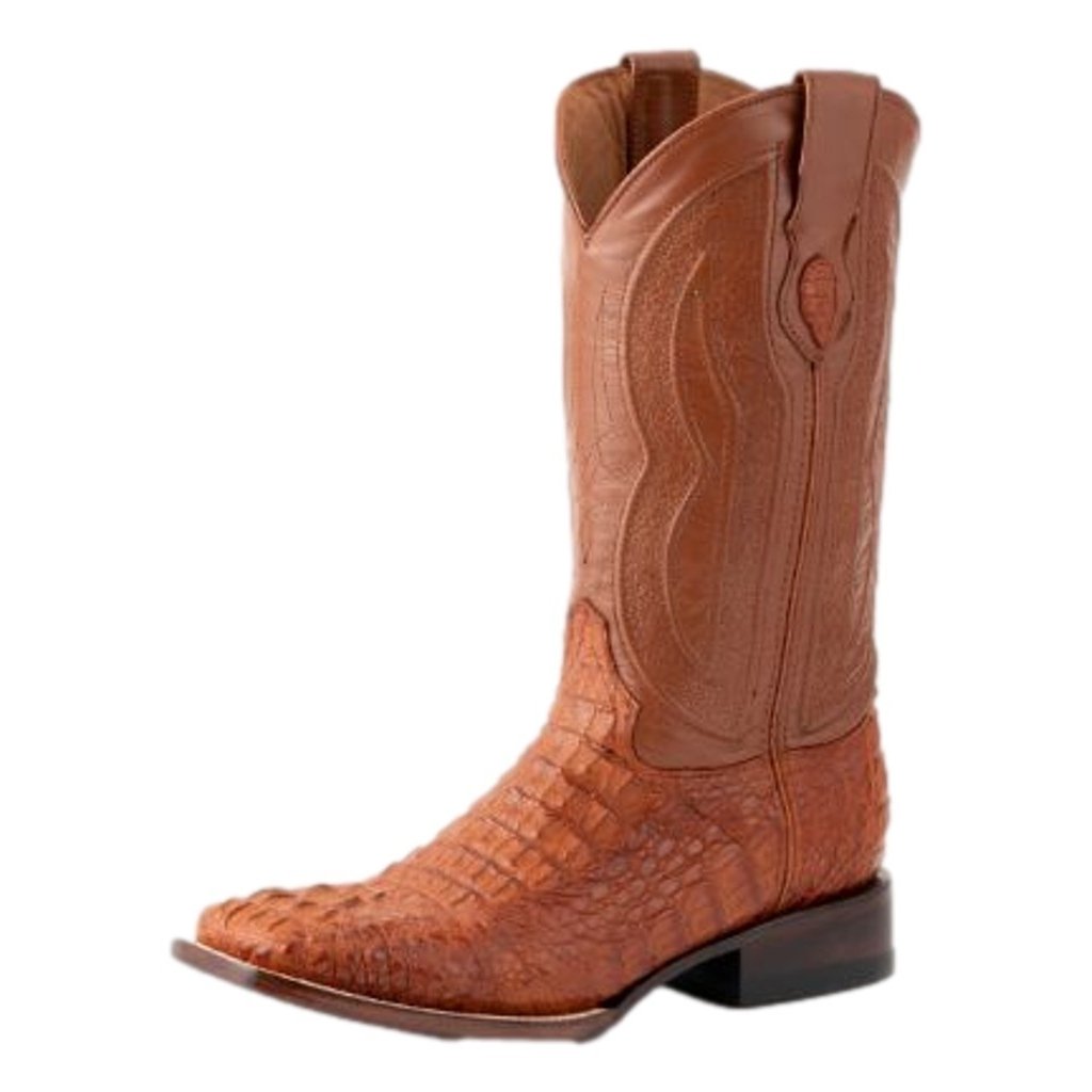 Ferrini Western Boots Mens Caiman Exotic Embroidered Cognac 10493-02 Image 1