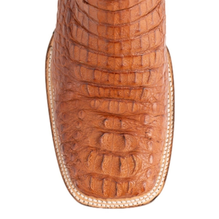 Ferrini Western Boots Mens Caiman Exotic Embroidered Cognac 10493-02 Image 4