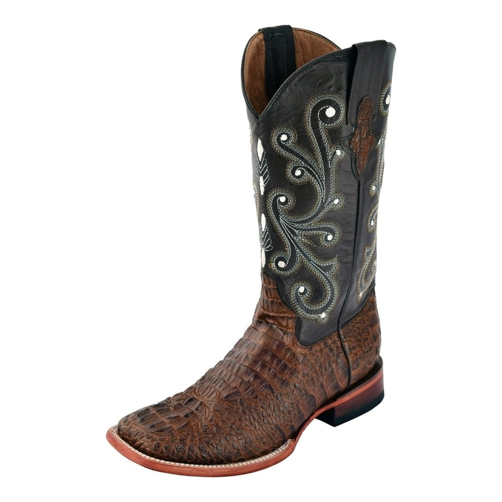 Ferrini Western Boots Mens Caiman Print Cowboy Sport Rust 40393-23 Image 1