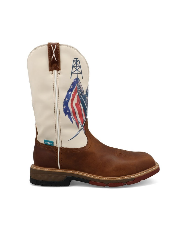 Twisted X Work Boots Mens Roasted Pecan Red White Blue MXBNW05 Image 3