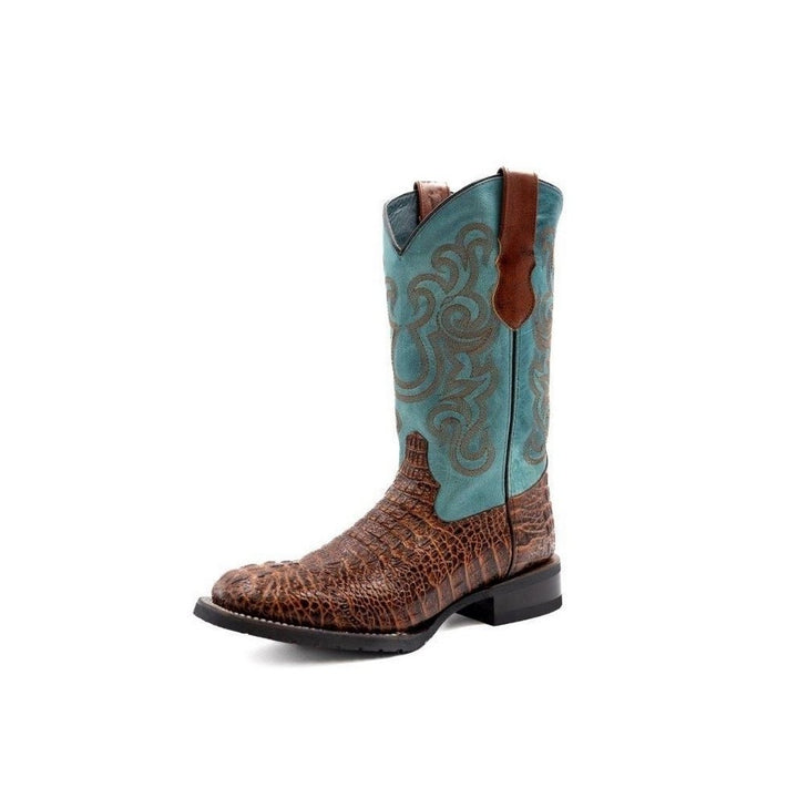 Ferrini Western Boots Mens Stampede Croc Print Rust 40493-23 Image 1