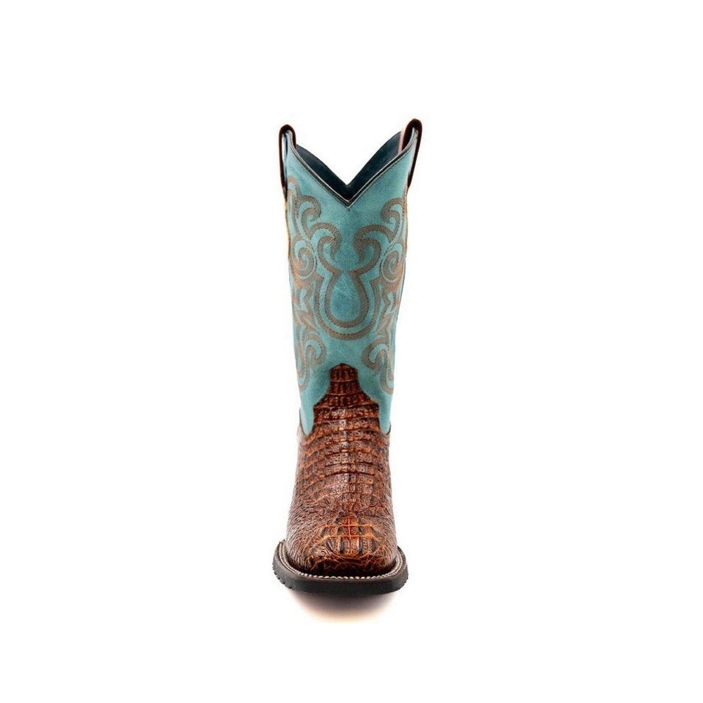 Ferrini Western Boots Mens Stampede Croc Print Rust 40493-23 Image 2