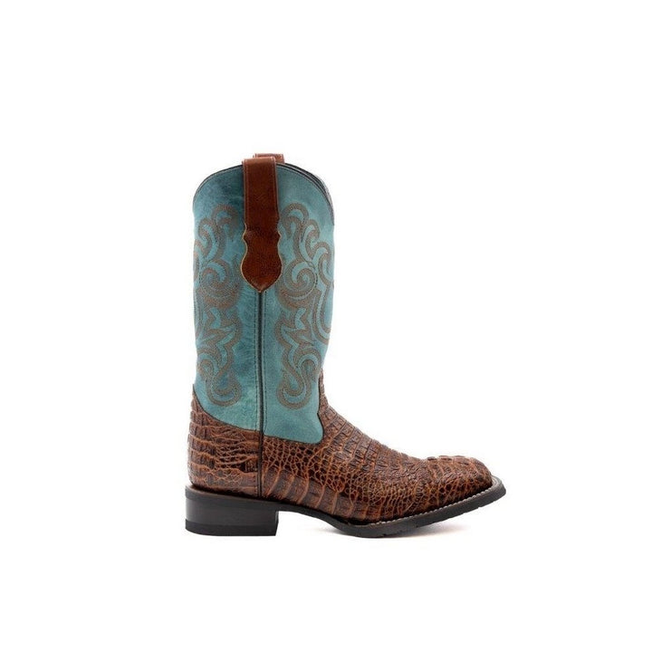 Ferrini Western Boots Mens Stampede Croc Print Rust 40493-23 Image 3