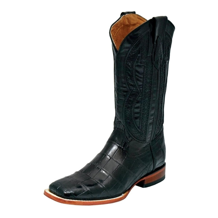 Ferrini Western Boots Mens Gator Belly Exotic Square Black 10793-04 Image 1