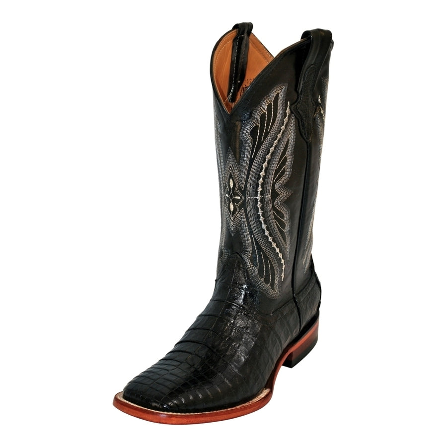 Ferrini Western Boots Mens 13" Belly Caiman Croc Black 12493-04 Image 1