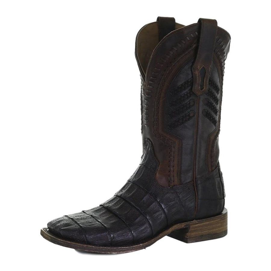 Corral Western Boots Mens Square Toe Caiman Tail Vamp Brown A3878 Image 1