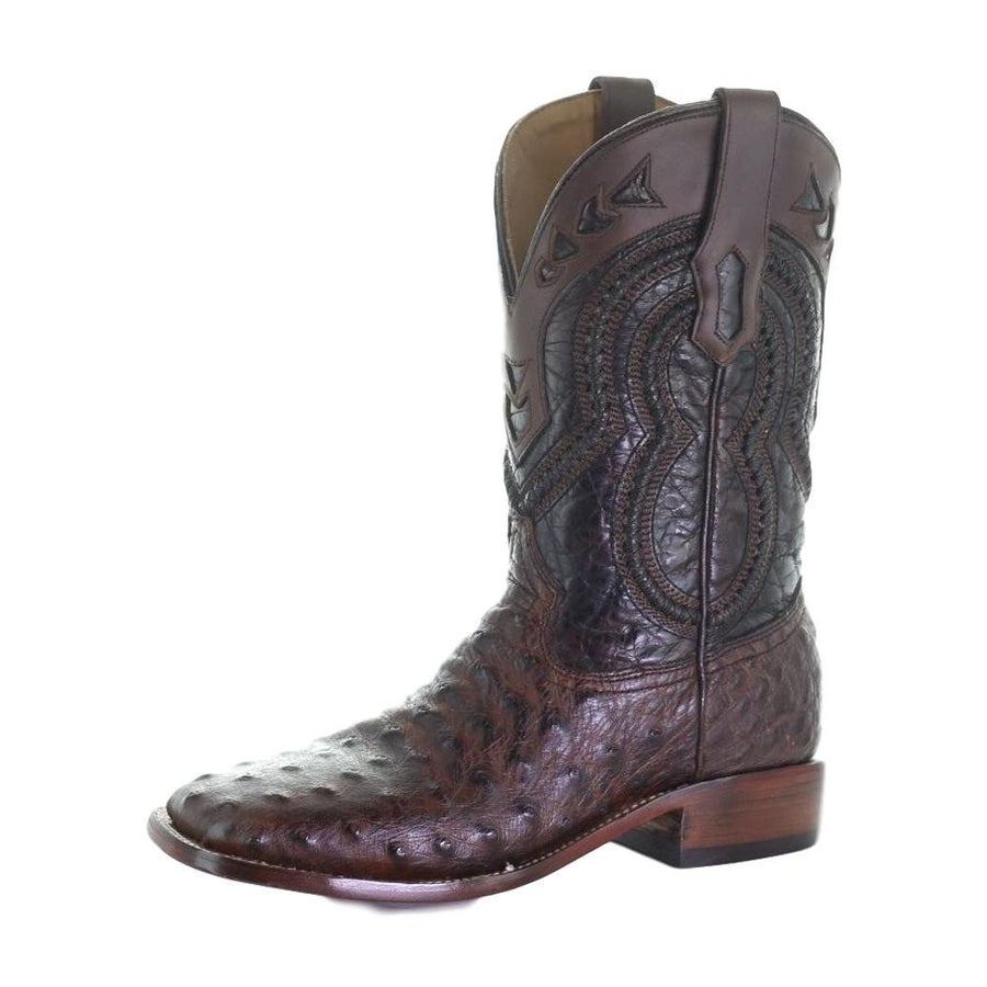 Corral Western Boots Mens Embroidered Square Toe Ostrich Brown A4006 Image 1