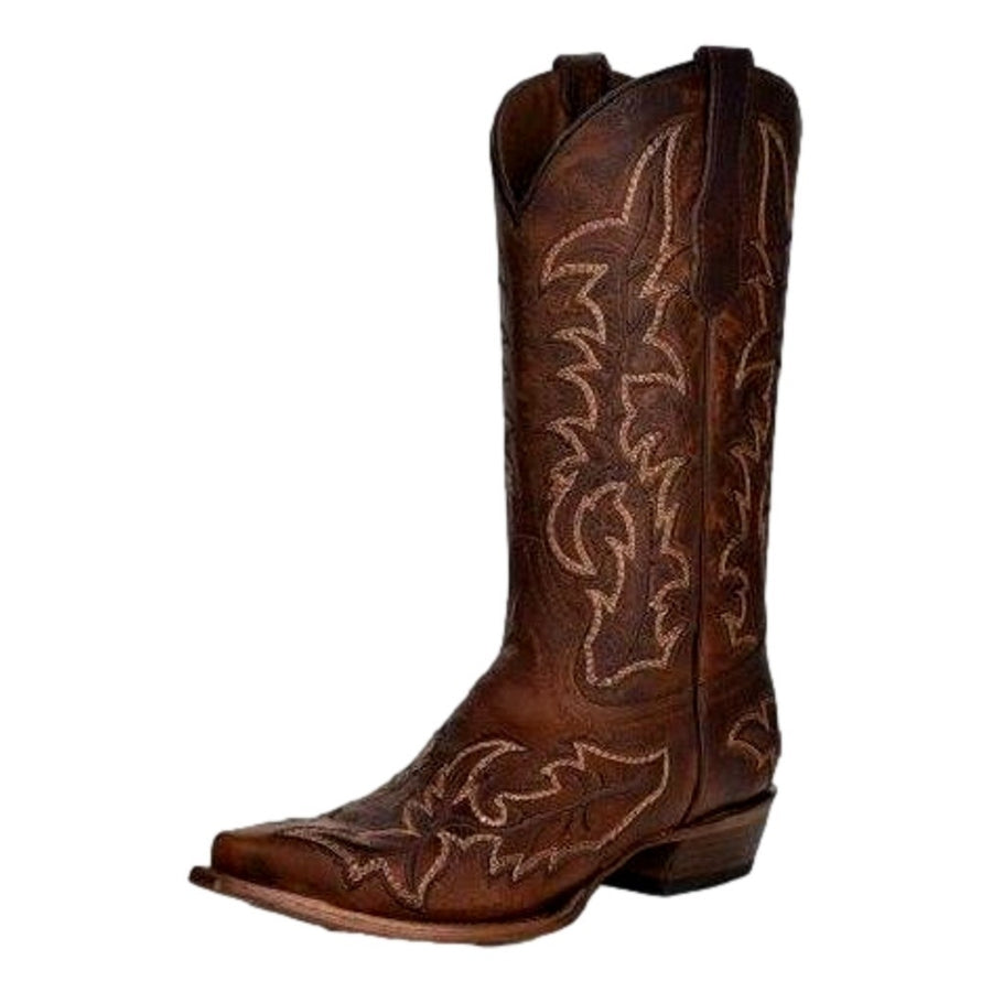 Circle G Western Boots Mens Leather Embroidery Snip Toe Brown L5782 Image 1