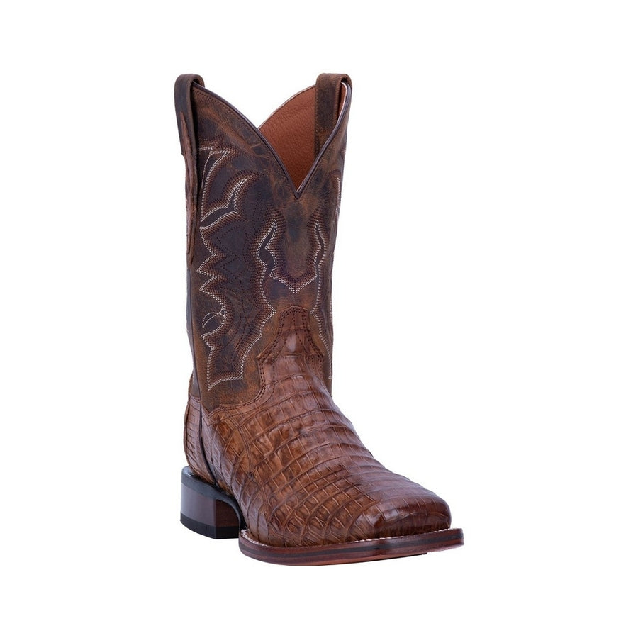 Dan Post Western Boots Mens Kingsly Caiman Square Toe 11" Brown DP4807 Image 1