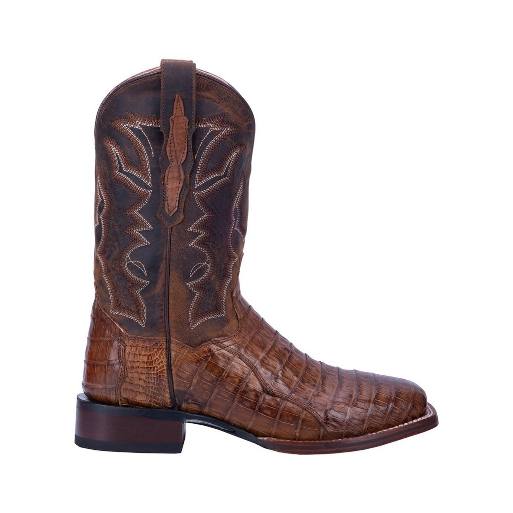 Dan Post Western Boots Mens Kingsly Caiman Square Toe 11" Brown DP4807 Image 2