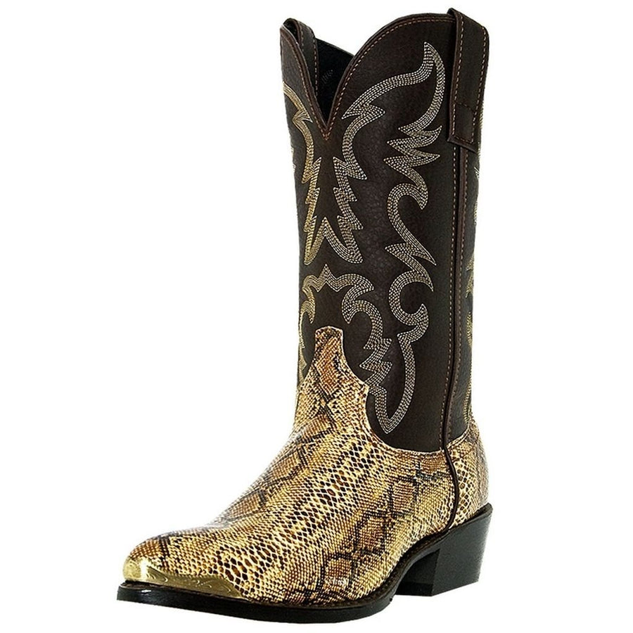 Laredo Western Boots Mens Cowboy Monty Faux Snake Golden Copper 68068 Image 1