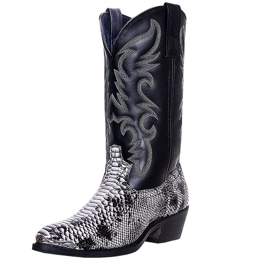 Laredo Western Boots Mens Monty Cowboy Faux Snake Black White 68067 Image 1