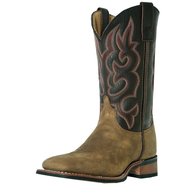 Laredo Western Boots Men Lodi Stockman Square Toe Taupe Chocolate 7898 Image 1