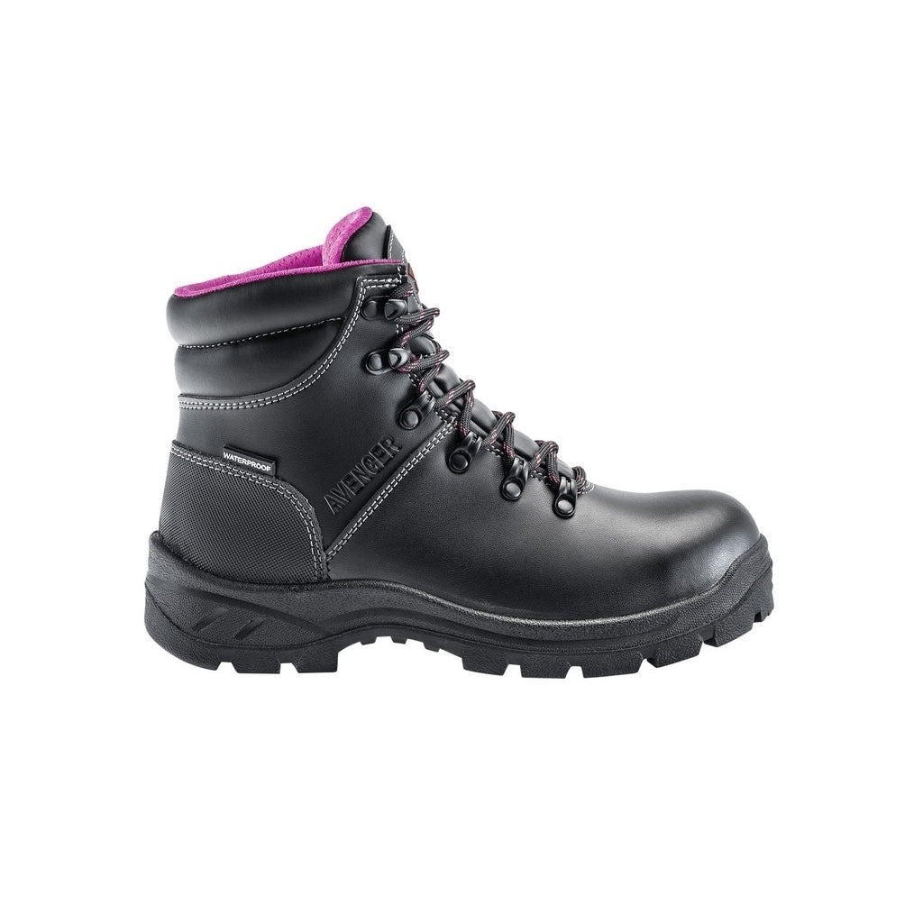 Avenger Work Boots Womens Round Soft Toe Leather Black A8674 Image 3