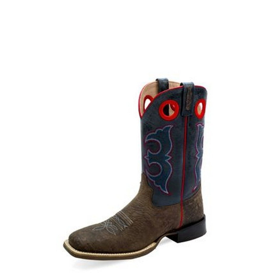 Old West Western Boots Mens Lined Cushion Dark Brown Navy BSM1908 Image 1