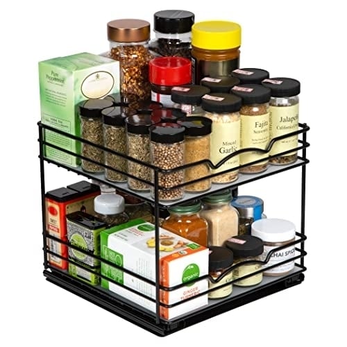 Heavy Duty Pull Out Spice Rack Organizer Cabinet Black Finish 8 Inch Clearance Image 4